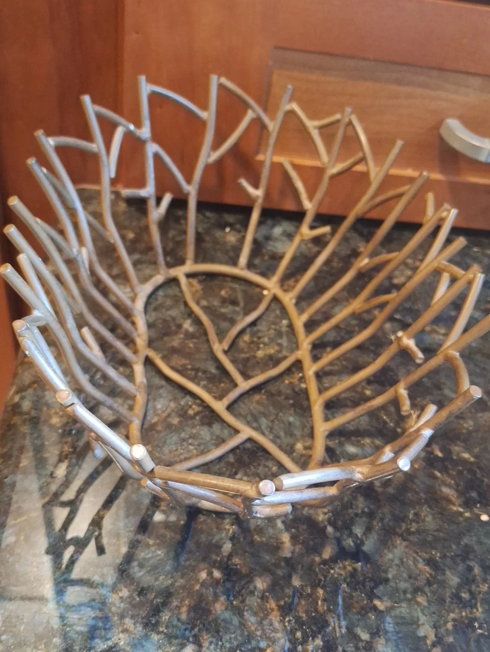 Decorative  Heavy Metallic Branch Fruit Bowl - Brown Tone